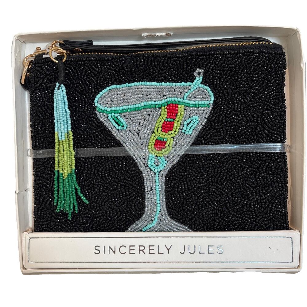 Sincerely Jules Olive Martini Beaded Bag Travel Pouch Wristlet Viral TikTok NEW